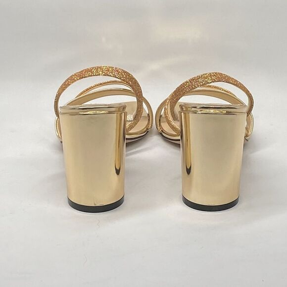 Jimmy Choo Plum Metallic Leather & Glitter Slingback Sandals size 38.5 - Picture 8 of 13